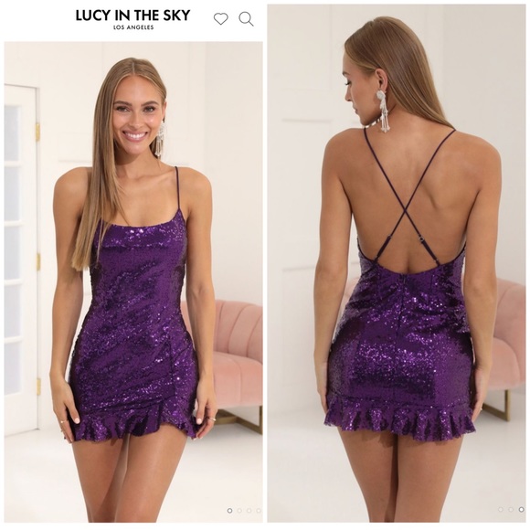 Deanna Sequin Bodycon Dress in Purple Size XSmall - Picture 3 of 3